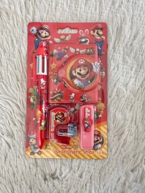Mario Bros Stationery Set multicolored pen, highlighter decorative tape notebook